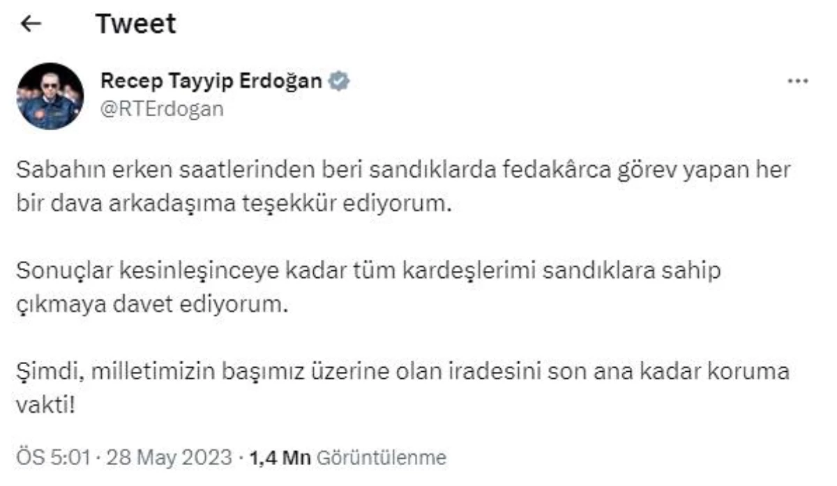  Cumhurbaşkanı Erdoğan’dan seçmenlere ‘sandıklara sahip çıkın’ çağrısı